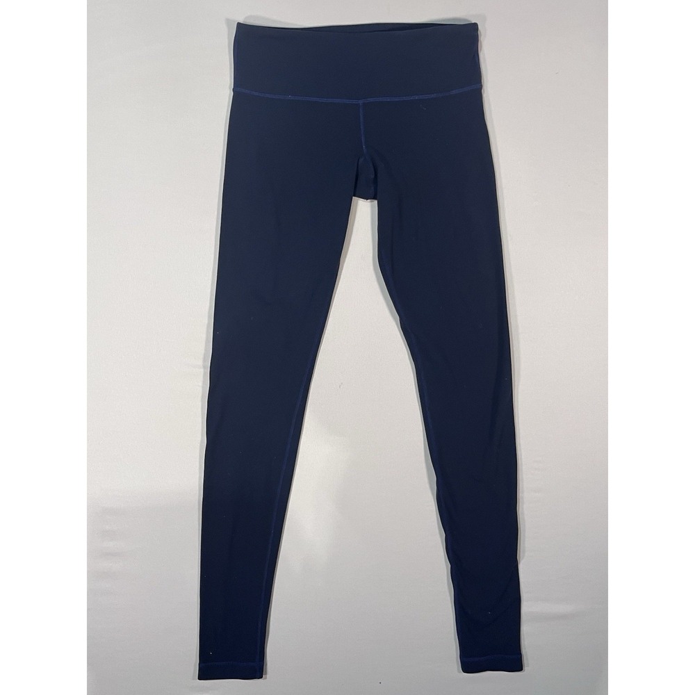 Lululemon Under High Rise Leggings Navy Blue Full Length Yoga Pants Sporty Chic